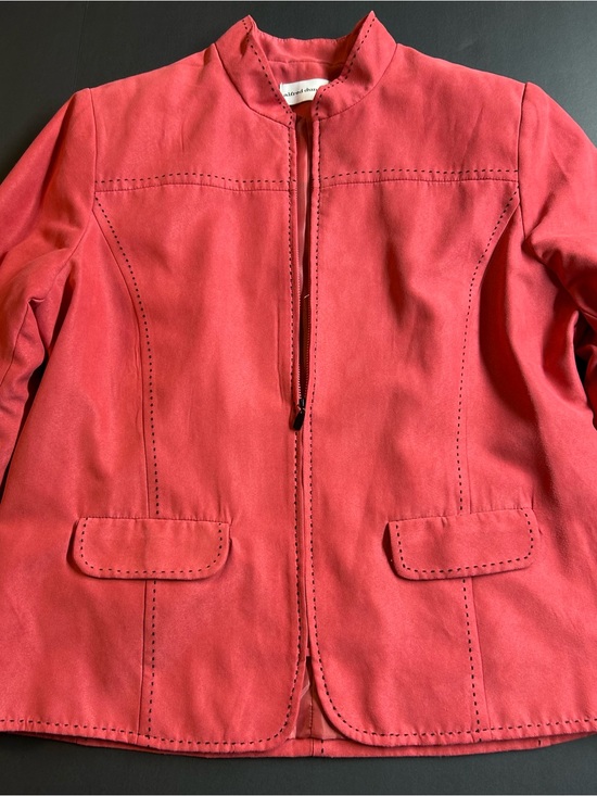 Alfred Dunner Jackets & Blazers - Alfred Dunner Faux Suede Red Watermelon Zip Front Blaze, 16